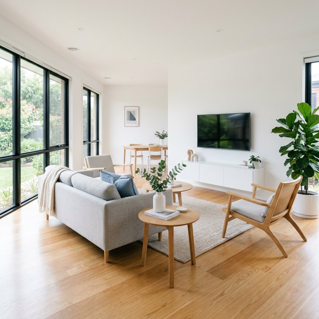 Bright, freshly cleaned living room